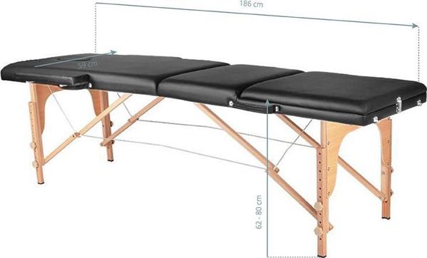 ΠΤΥΣΣΟΜΕΝΟ ΤΡΑΠΕΖΙ ΜΑΣΑΖ WOOD KOMFORT ACTIV FIZJO 3 ΤΜΗΜΑΤΩΝ ΜΑΥΡΟ Activeshop