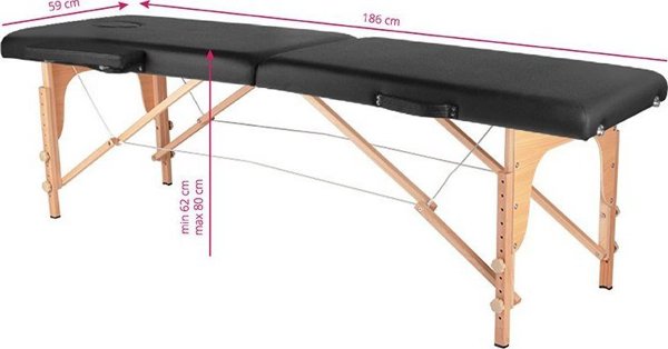 Πτυσσόμενο τραπέζι μασάζ Wood Komfort Activ Fizjo 2 τμημάτων μαύρο Activeshop