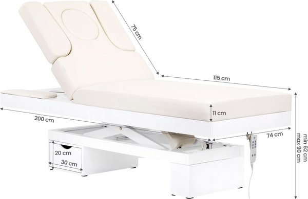 Activeshop Spa κρεβάτι αισθητικής Azzurro 815B φωτιζόμενο white θερμαινόμενο