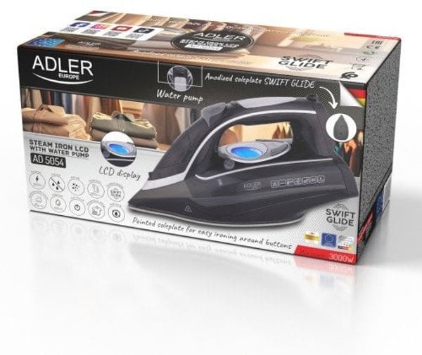 Σίδερο Ατμού AD 5054 με Αντλία Νερού LCD 3000W 4 Ρυθμίσεις Θερμοκρασίας με Πάτο Swift Glide