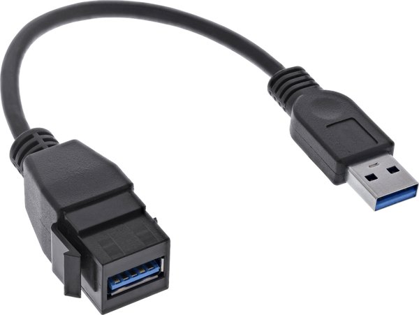 InLine Προσαρμογέας USB 3.2 Gen1 USB-A Male σε USB-A Female Keystone, 0.2m, Μαύρο (76206C)