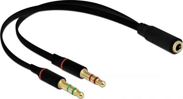 Προσαρμογέας AV Delock Jack 3.5mm - Jack 3.5mm x2 μαύρο (65967)
