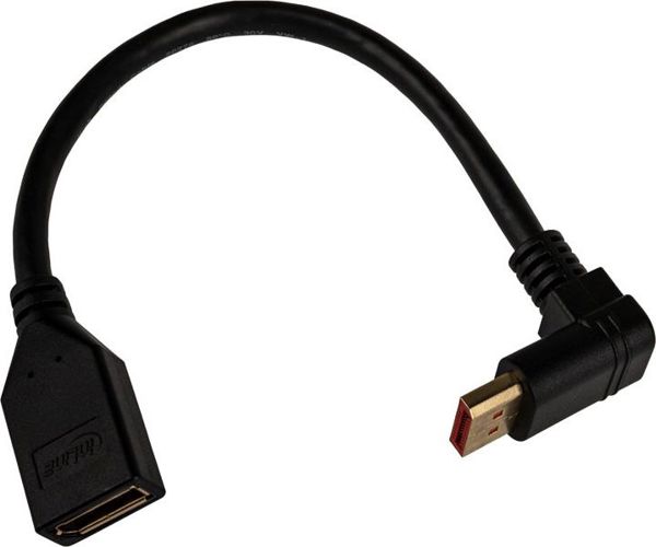 InLine Προσαρμογέας DisplayPort, Γωνιακό Βύσμα, Επιχρυσωμένο, Μαύρο (17159O)