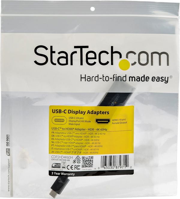 StarTech USB-C σε HDMI Προσαρμογέας 4K 60Hz HDR, Λευκός (CDP2HD4K60H)