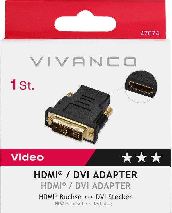 Προσαρμογέας AV Vivanco Vivanco προσαρμογέας HDMI - DVI (47074)