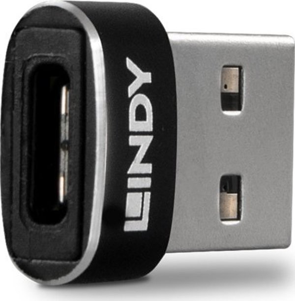 Lindy 41884 Προσαρμογέας USB-C σε USB 2.0, Γωνιακός, Μαύρο