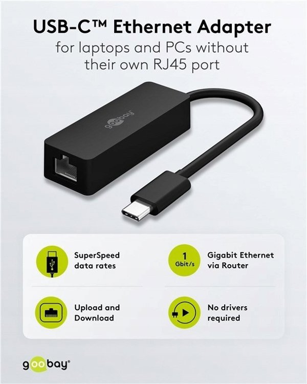 Adapter USB-C™ Ethernet, czarny