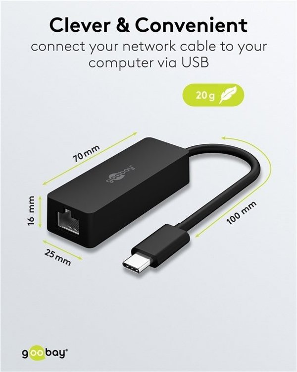 Adapter USB-C™ Ethernet, czarny