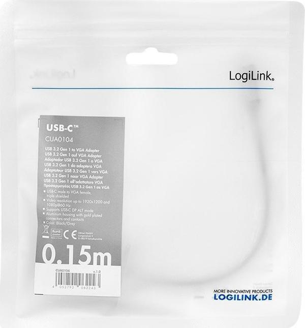 LogiLink Προσαρμογέας USB-C σε VGA, Γκρι - Μετατροπέας USB-C σε D-SUB (1_814088)