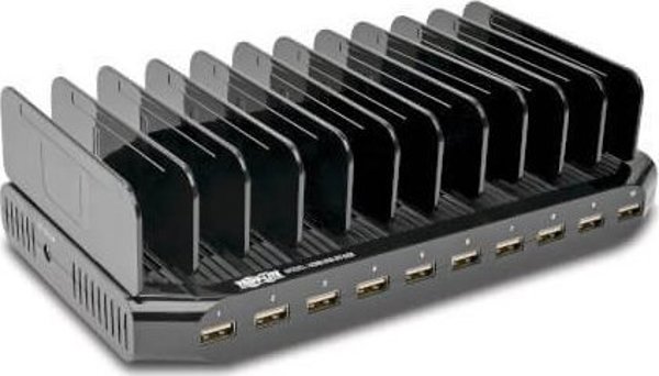 Tripp Lite U280-010-ST-CEE Σταθμός Φόρτισης 10 Θυρών USB, 96W, με Ρυθμιζόμενες Θήκες Αποθήκευσης, Μαύρο
