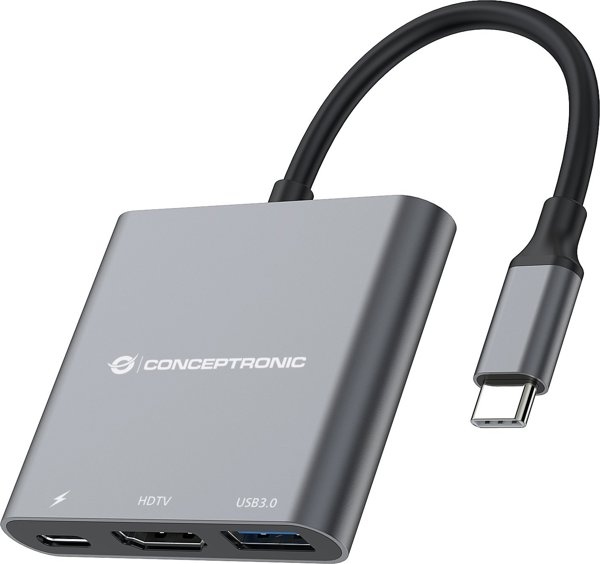 Προσαρμογέας USB Conceptronic CONCEPTRONIC Προσαρμογέας USB-C -> HDMI,2xUSB3.0,PD,SD 0.15m