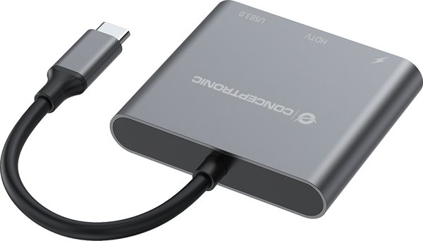 Προσαρμογέας USB Conceptronic CONCEPTRONIC Προσαρμογέας USB-C -> HDMI,2xUSB3.0,PD,SD 0.15m