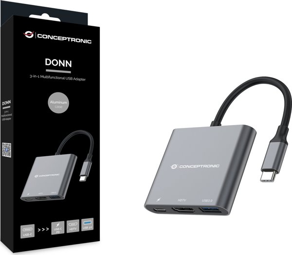 Προσαρμογέας USB Conceptronic CONCEPTRONIC Προσαρμογέας USB-C -> HDMI,2xUSB3.0,PD,SD 0.15m