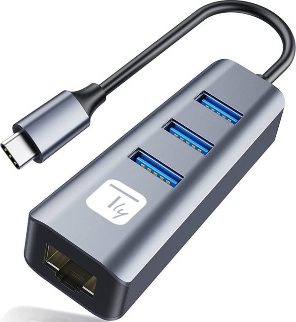 Προσαρμογέας Techly Κάρτα Δικτύου USB-C 3.1 σε RJ45 Gigabit με Hub 3x USB 3.0