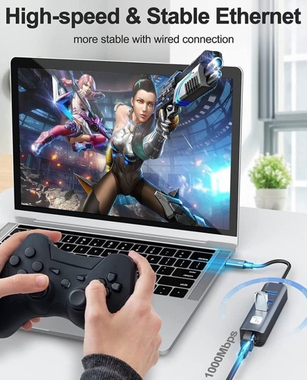 Προσαρμογέας Techly Κάρτα Δικτύου USB-C 3.1 σε RJ45 Gigabit με Hub 3x USB 3.0
