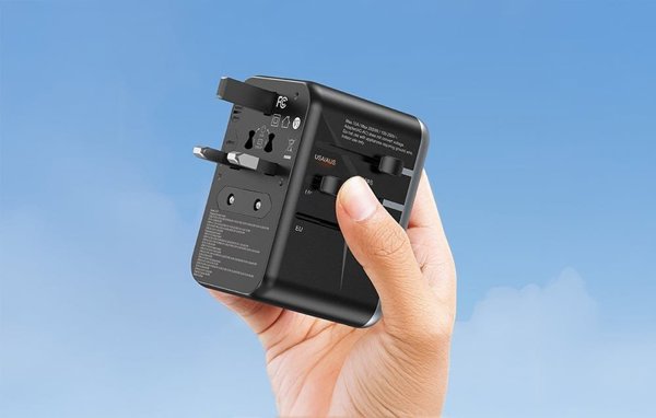 Παγκόσμιος ταξιδιωτικός αντάπτορας 65W Vention FJFB0 GaN 2xUSB-C 2xUSB-A (μαύρο)