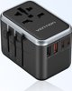 Παγκόσμιος ταξιδιωτικός αντάπτορας 65W Vention FJFB0 GaN 2xUSB-C 2xUSB-A (μαύρο)