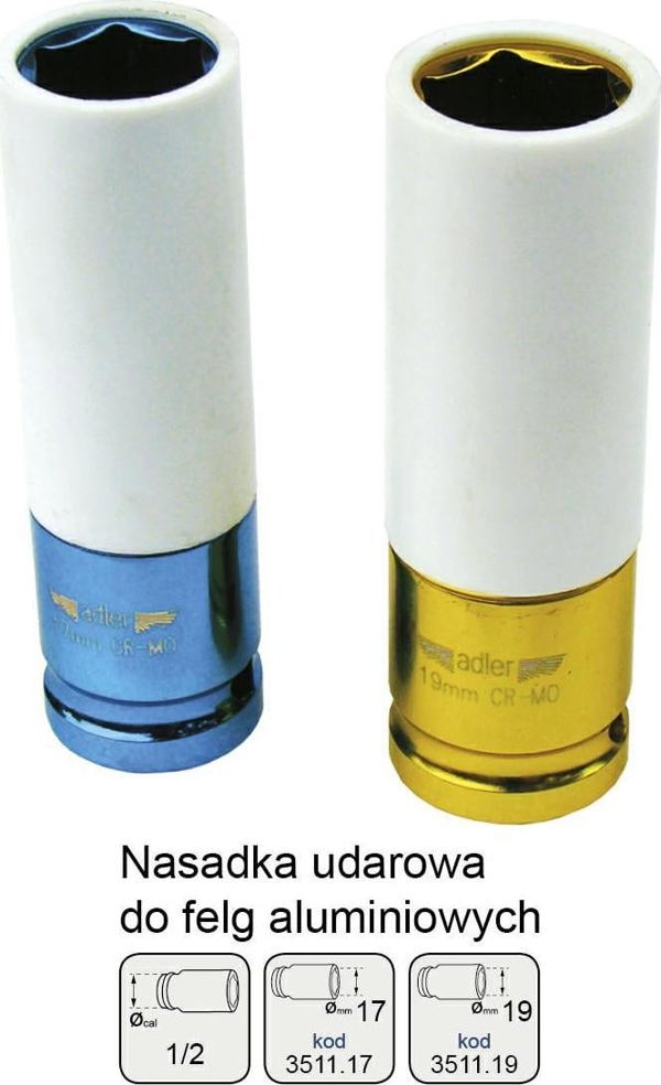 Adler Κρουστική Πρίζα για Ζάντες Αλουμινίου 17mm, Υποδοχή 1/2", από Χάλυβα Cr-Mo, MAR3511.17