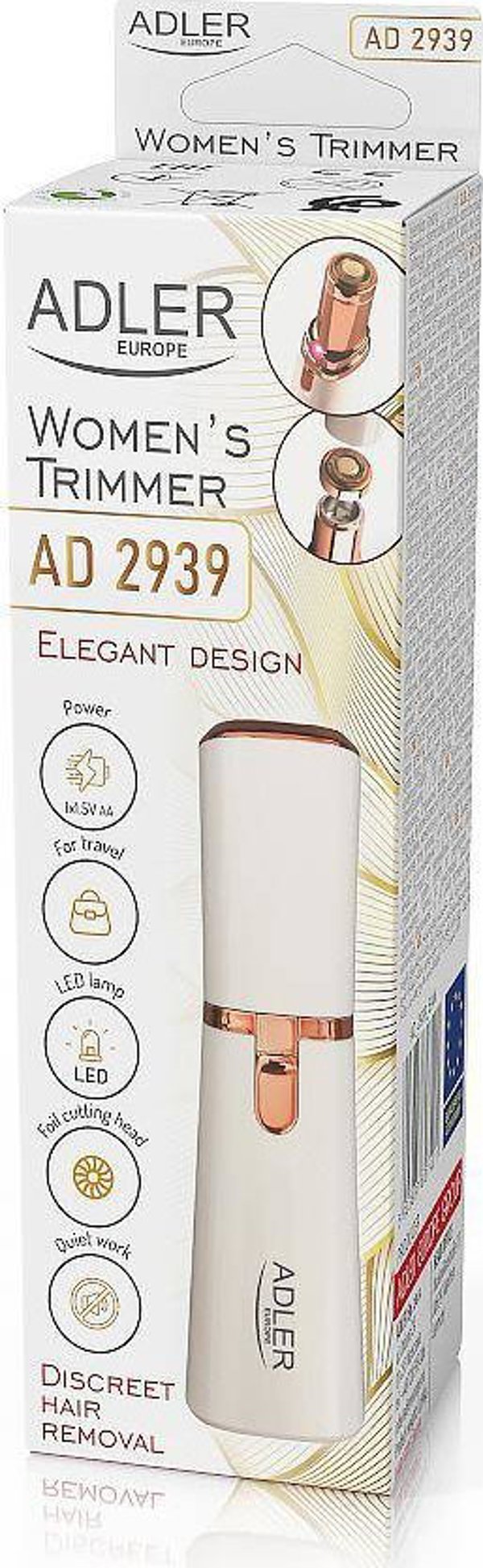Adler AD 2939 Γυναικείο Τρίμερ Προσώπου - Φορητή Συσκευή Αποτρίχωσης για Χείλη, Πηγούνι και Μάγουλα