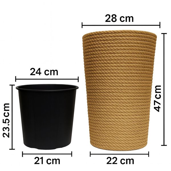 Adoni Γλάστρα γιούτα με ένθετο διάμετρος 28cm ύψος 47cm (adoni47)