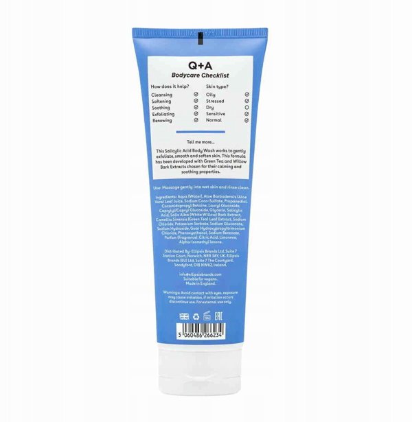 Αφρόλουτρο σώματος με σαλικυλικό οξύ Q+A Salicylic Acid Body Wash, 250 ml