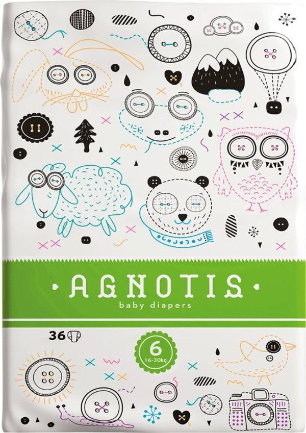 AGNOTIS βρεφικές πάνες, Αρ.6, 16-30 κιλά, 46 τεμ., AG6