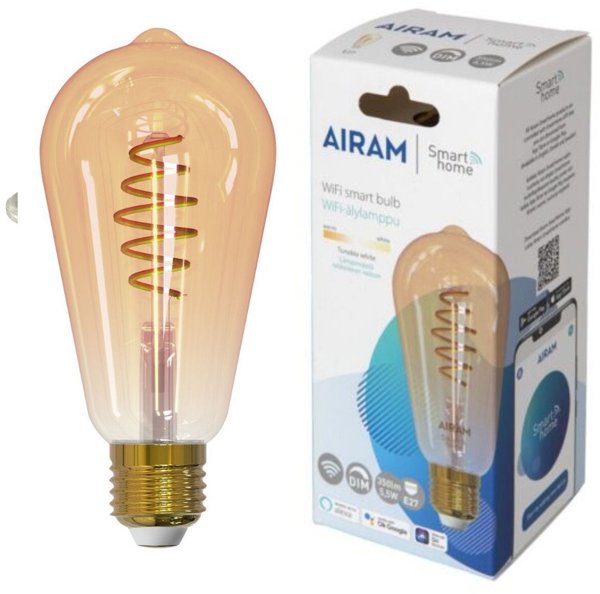 Λάμπα Airam SmartHome Edison ST64, E27, κεχριμπαρένιο, 350 lm, 1800-3000K, WiFi