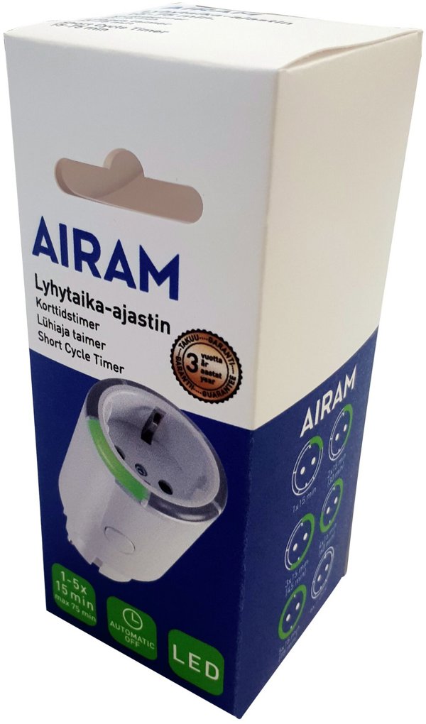 Χρονοδιακόπτης μικρής διάρκειας Airam 2623317, 15-75 λεπτά, IP20