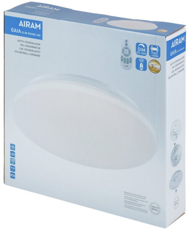 Φωτιστικό οροφής Airam Gaia Slim Round, 22W, 2700-6500K, λευκό, 40 cm