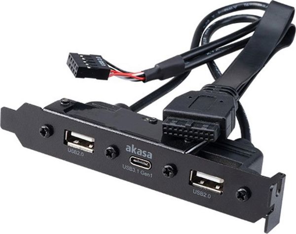Akasa Καλώδιο Προσαρμογέα USB 3.1 Gen 1, AK-CBUB53-40BK, USB Type-C & 2x USB 2.0, Μαύρο