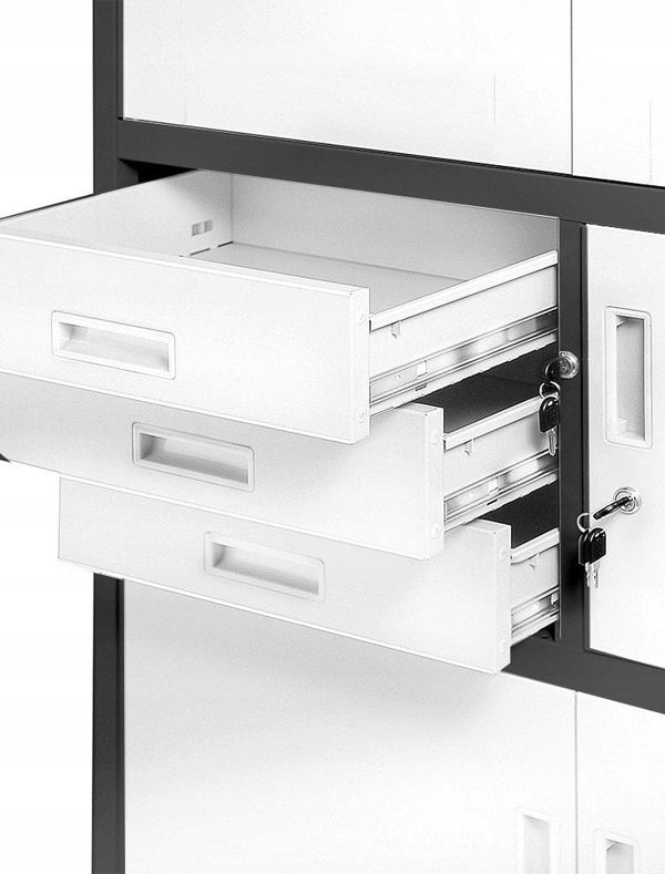 Aktenschrank mit Schubladen und Tresor FILIP II, 900 x 1850 x 400 mm, anthrazit-weiß