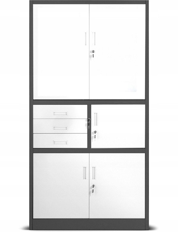Aktenschrank mit Schubladen und Tresor FILIP II, 900 x 1850 x 400 mm, anthrazit-weiß
