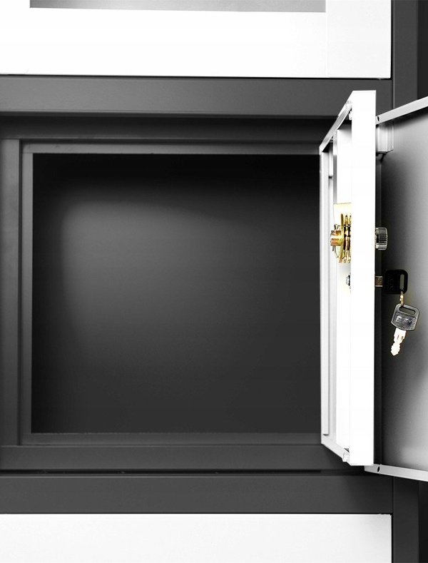 Aktenschrank mit Schubladen und Tresor FILIP, 900 x 1850 x 400 mm, anthrazit-weiß