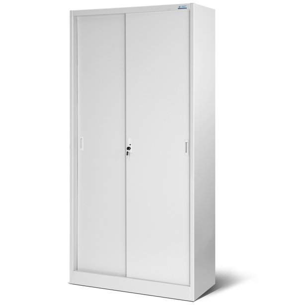Aktenschrank, Schiebetürenschrank, Metallschrank KUBA, 900 x 1850 x 400 mm, grau