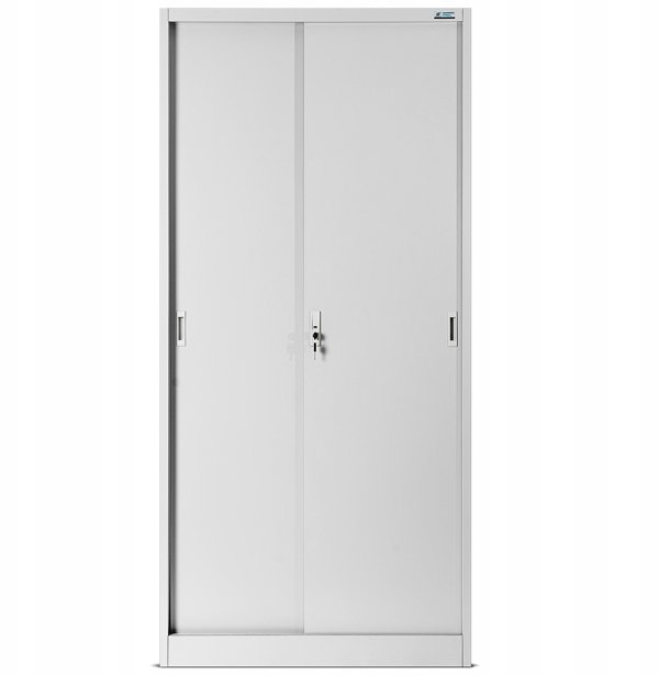 Aktenschrank, Schiebetürenschrank, Metallschrank KUBA, 900 x 1850 x 400 mm, grau
