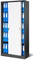 Aktenschrank, Schiebetürenschrank, Metallschrank KUBA, 900 x 1850 x 400 mm, anthrazit-weiß