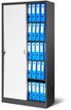 Aktenschrank, Schiebetürenschrank, Metallschrank KUBA, 900 x 1850 x 400 mm, anthrazit-weiß