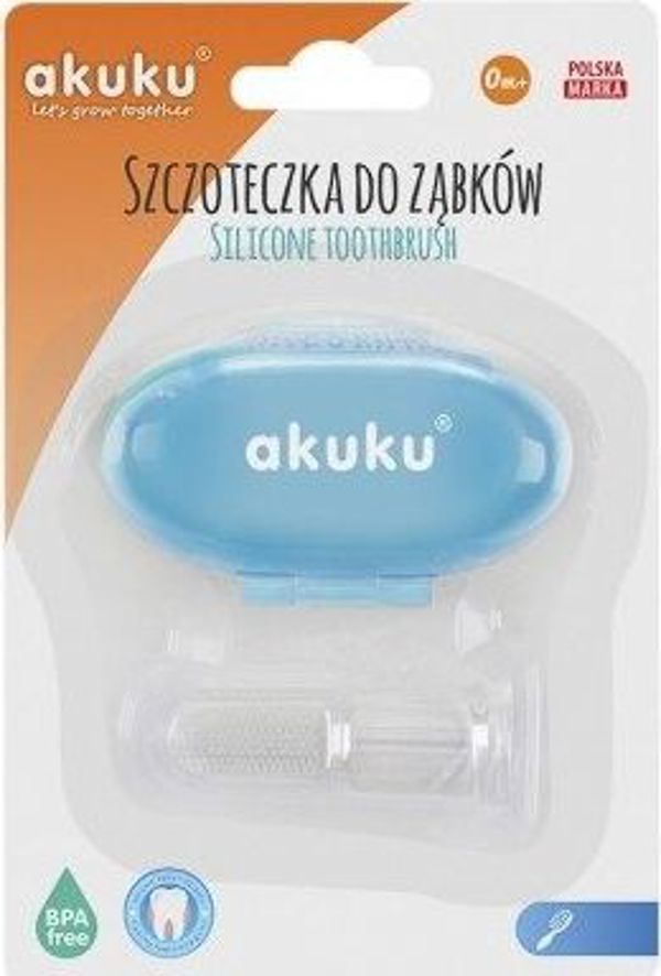 Akuku Οδοντόβουρτσα Σιλικόνης για τα Πρώτα Δόντια & Μασάζ Ούλων με Θήκη