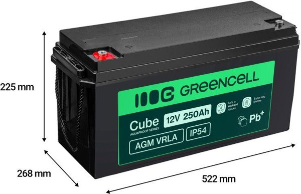 Akumulator AGM VRLA 12V 250Ah IP54 Green Cell