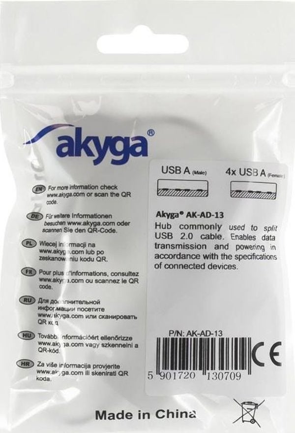 HUB USB Akyga 4x USB-A 2.0 (AK-AD-13)