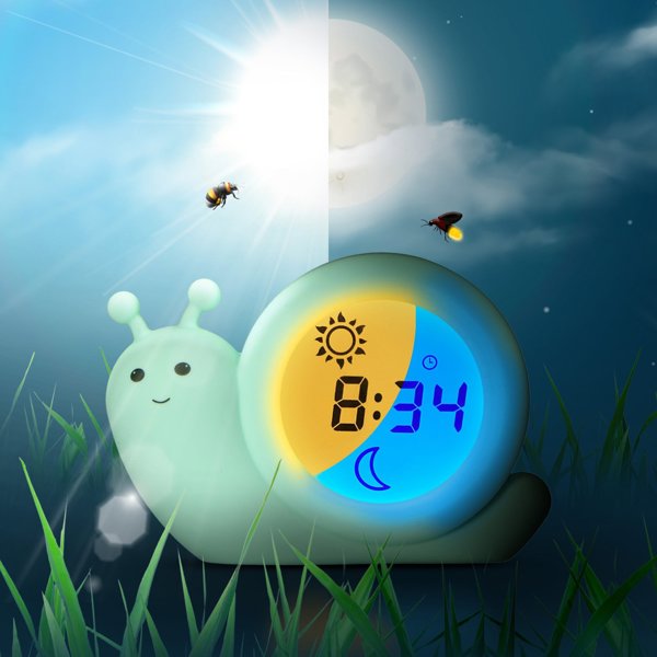 Ρολόι αφύπνισης ρυθμού ύπνου Alecto Baby Simon Snail, μέντα πράσινο