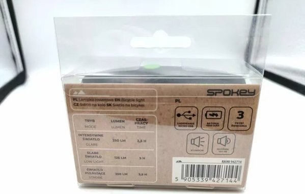 Λάμπα ποδηλάτου Alkotest με κόρνα Spokey RAINI