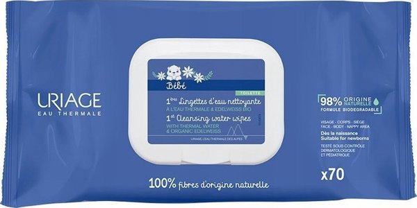 Alkotest URIAGE_Baby 1st Cleansing Water Wipes ενυδατικά μαντηλάκια για παιδιά 70 τμχ 14103998 3661434008757