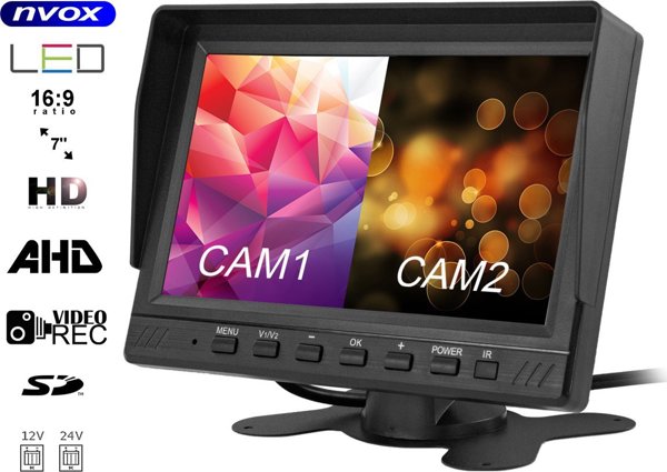 Αλκοολόμετρο Nvox Οθόνη αυτοκινήτου LCD 7 ιντσών AHD 4pin με λειτουργία καταγραφής 12v 24v