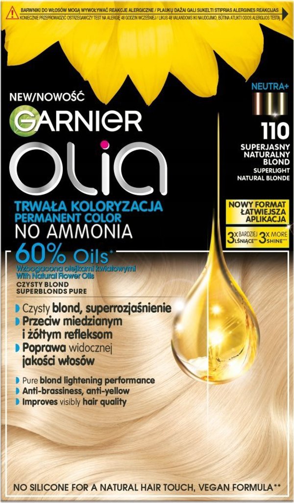Alkotest GARNIER_Olia βαφή μαλλιών 110 Superlight Natural Blonde 14103972 3600542576932
