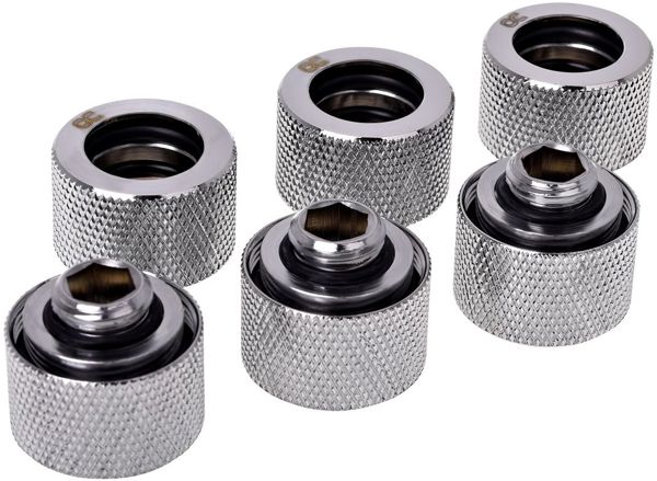 Alphacool Σύνδεσμος 1/4" - 16mm, 6-pack, χρώμιο (17384)