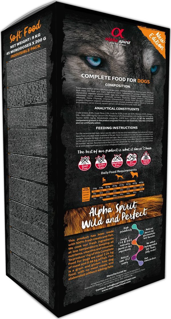 Alpha Spirit Ημι-μαλακή τροφή για σκύλους Πολυπρωτεΐνη (ενήλικες) 9 κιλά 7035546 8436586310134