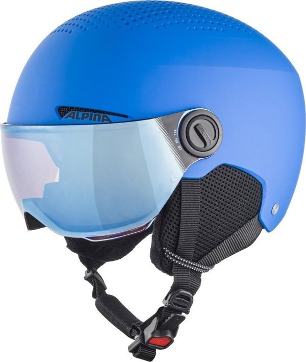 Κράνος Σκι Alpina Zupo Visor Q-Lite, Με Προστατευτική Ζελατίνα, Μπλε Ματ, 54-58cm