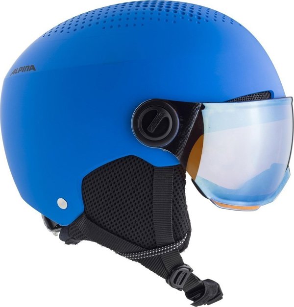 Κράνος Σκι Alpina Zupo Visor Q-Lite, Με Προστατευτική Ζελατίνα, Μπλε Ματ, 54-58cm