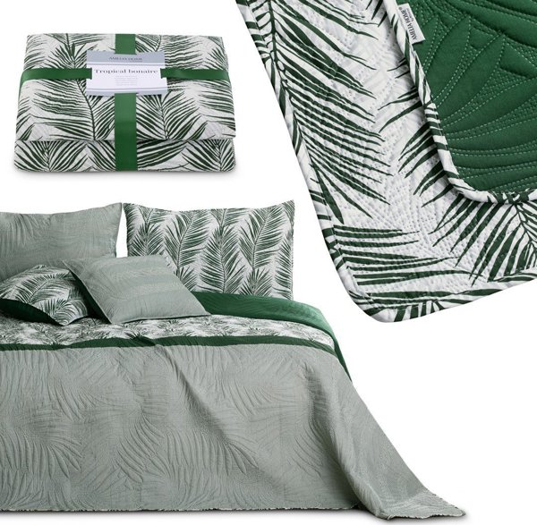 Κουβερλί καπιτονέ διπλής όψης TROPICAL 170X210 πράσινο AmeliaHome